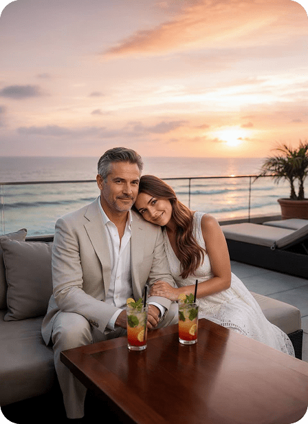 Mann und Frau sitzen auf Sofa